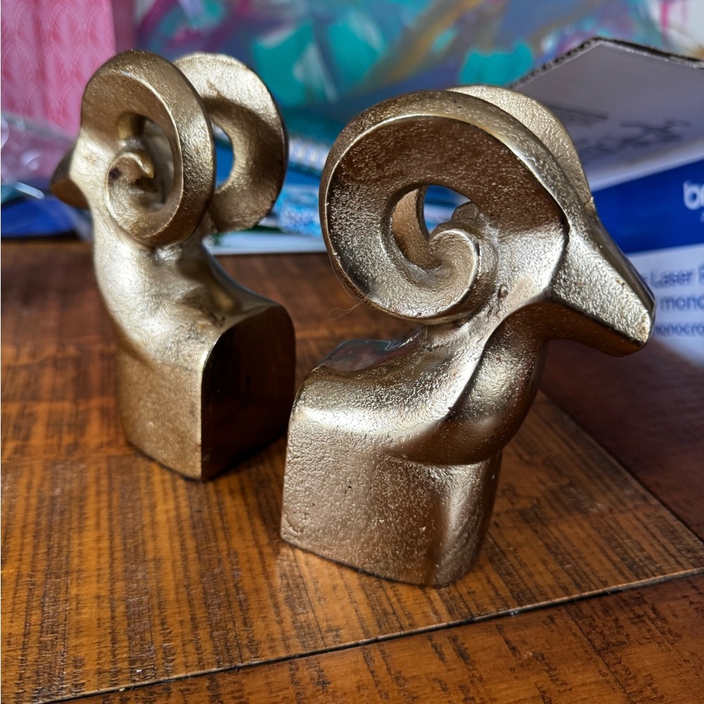 Gold Ram Bookends